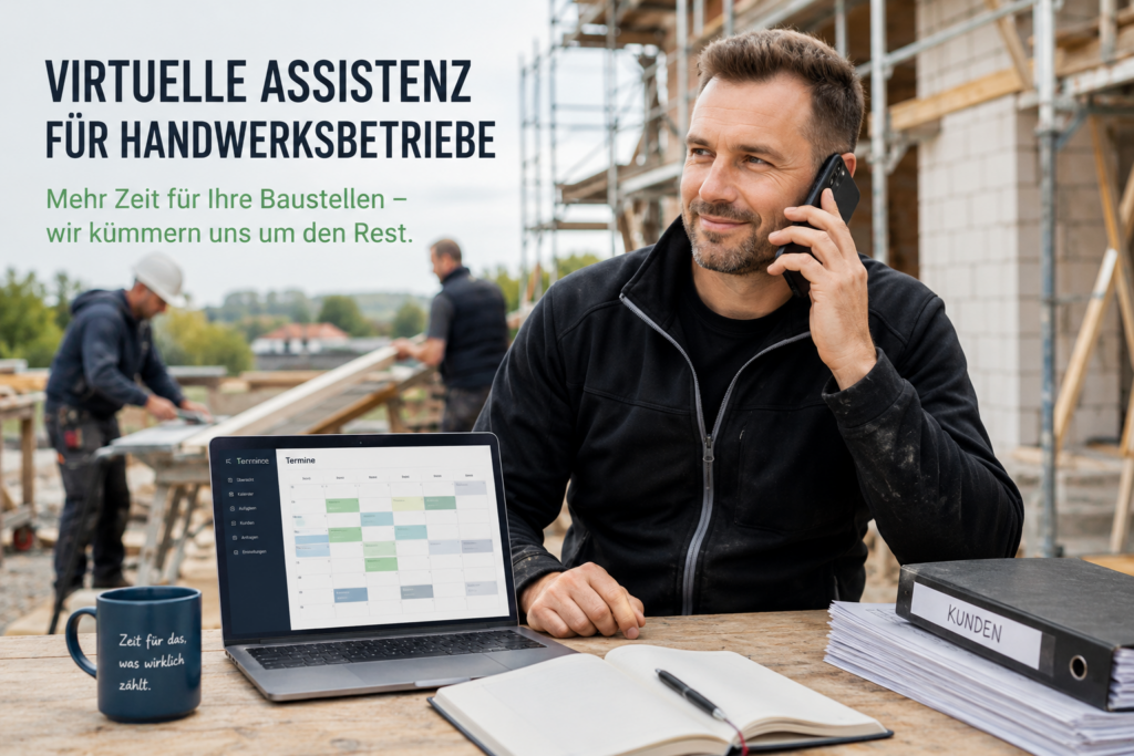 Virtuelle Assistenz für Handwerksbetriebe – digitale Büroorganisation, Terminplanung und Kundenkommunikation für Handwerksunternehmen